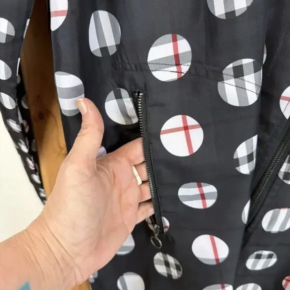 Vintage Y2K UBU Black White Polka Dot Reversible Raincoat #1297 Size 3X - Picture 4 of 14